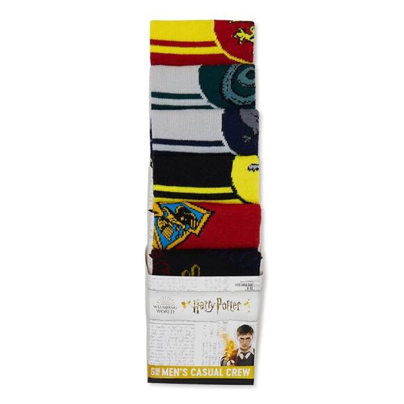 Harry Potter Hogwarts Casual Crew Socks-6 Pairs - Picture 2 of 3